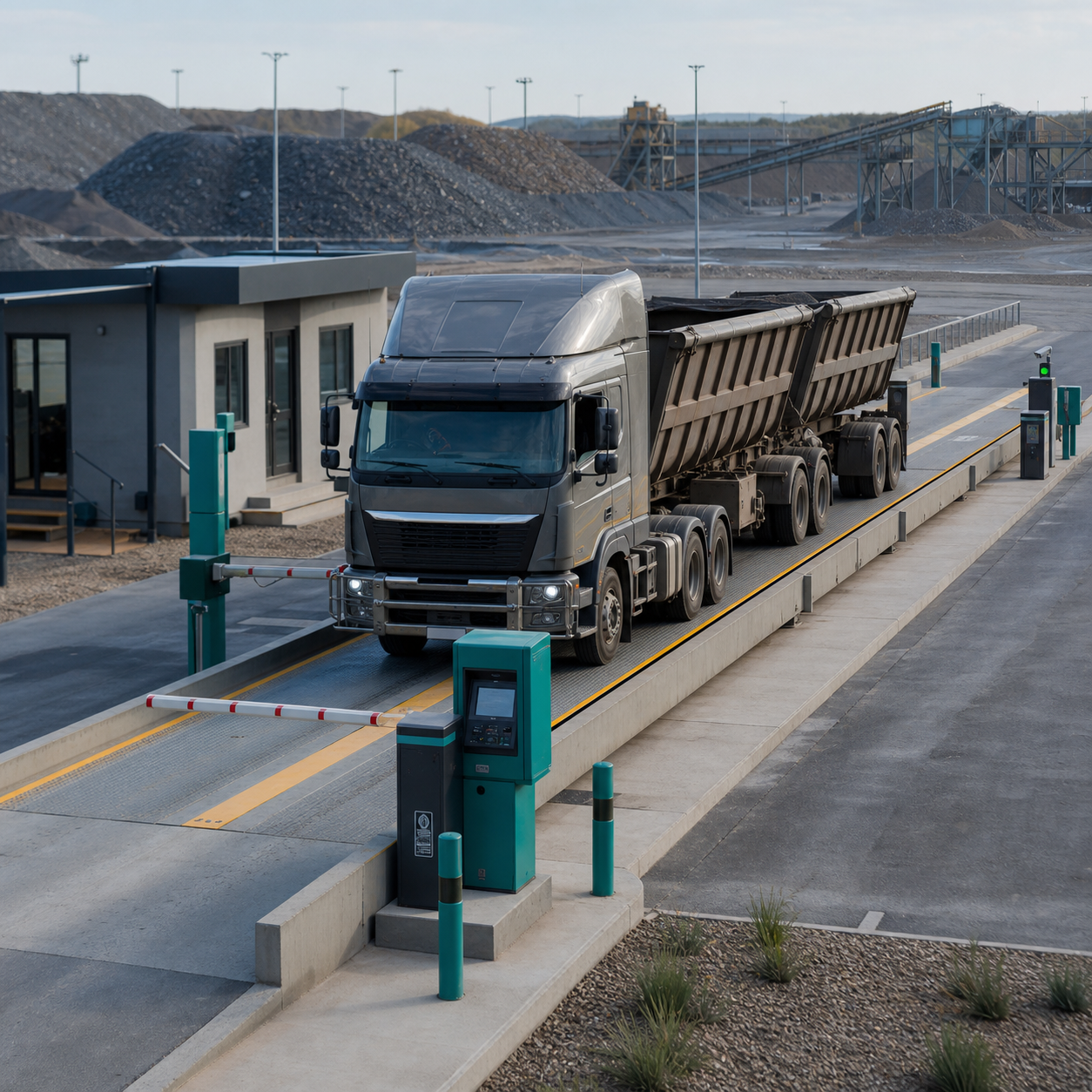 Connected truck weighbridge transaction at an industrial site